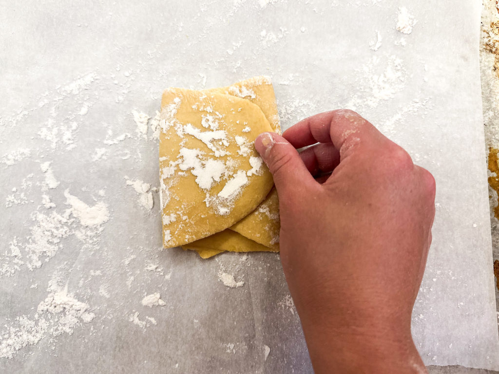 homemade pasta dough folding