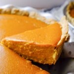 pumpkin pie recipe with evaporated milk being sliced