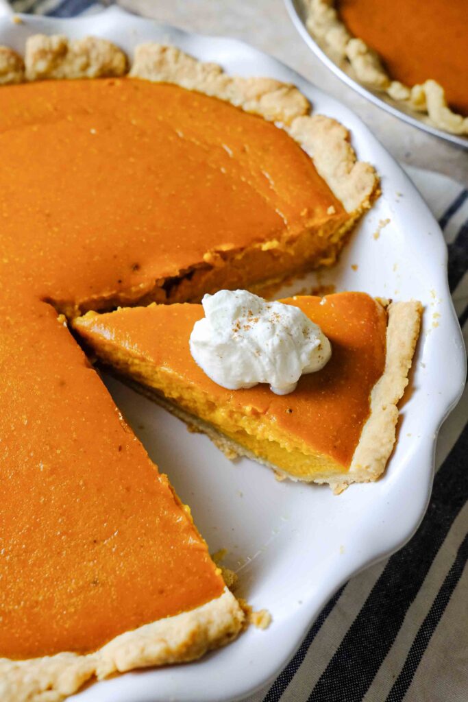 pumpkin pie recipe with evaporated milk in a pie dish
