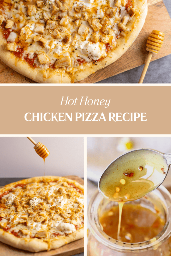 hot honey chicken pizza from different angles