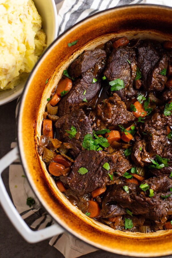 Braised Beef in Red Wine Recipe (One Pot Meal) - Fresh Cup of Joy
