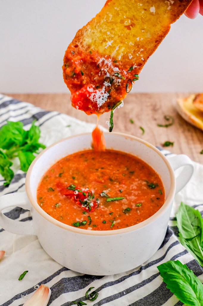 roasted tomato & basil soup with bread