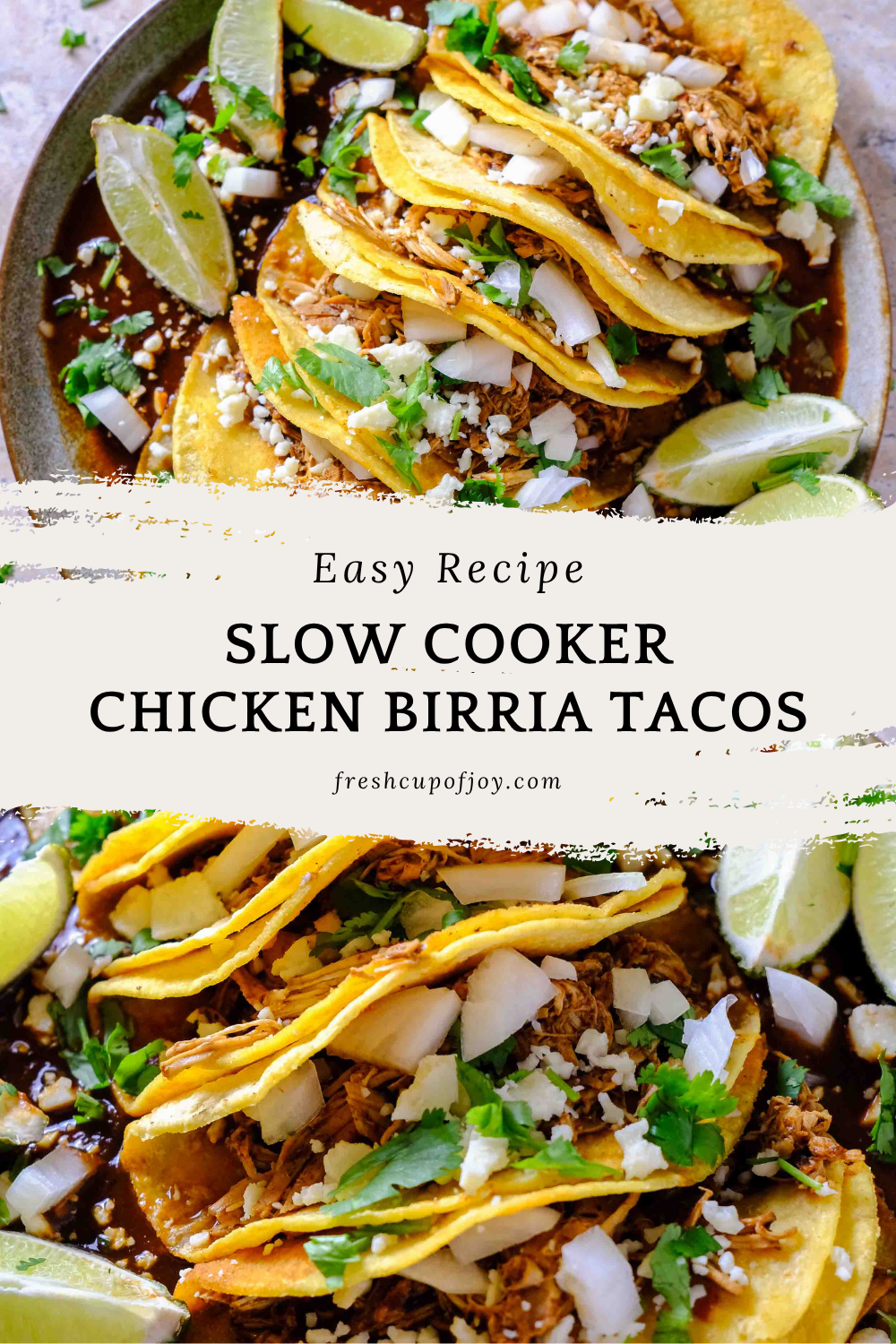 chicken birria tacos slow cooker​ styled on a plate