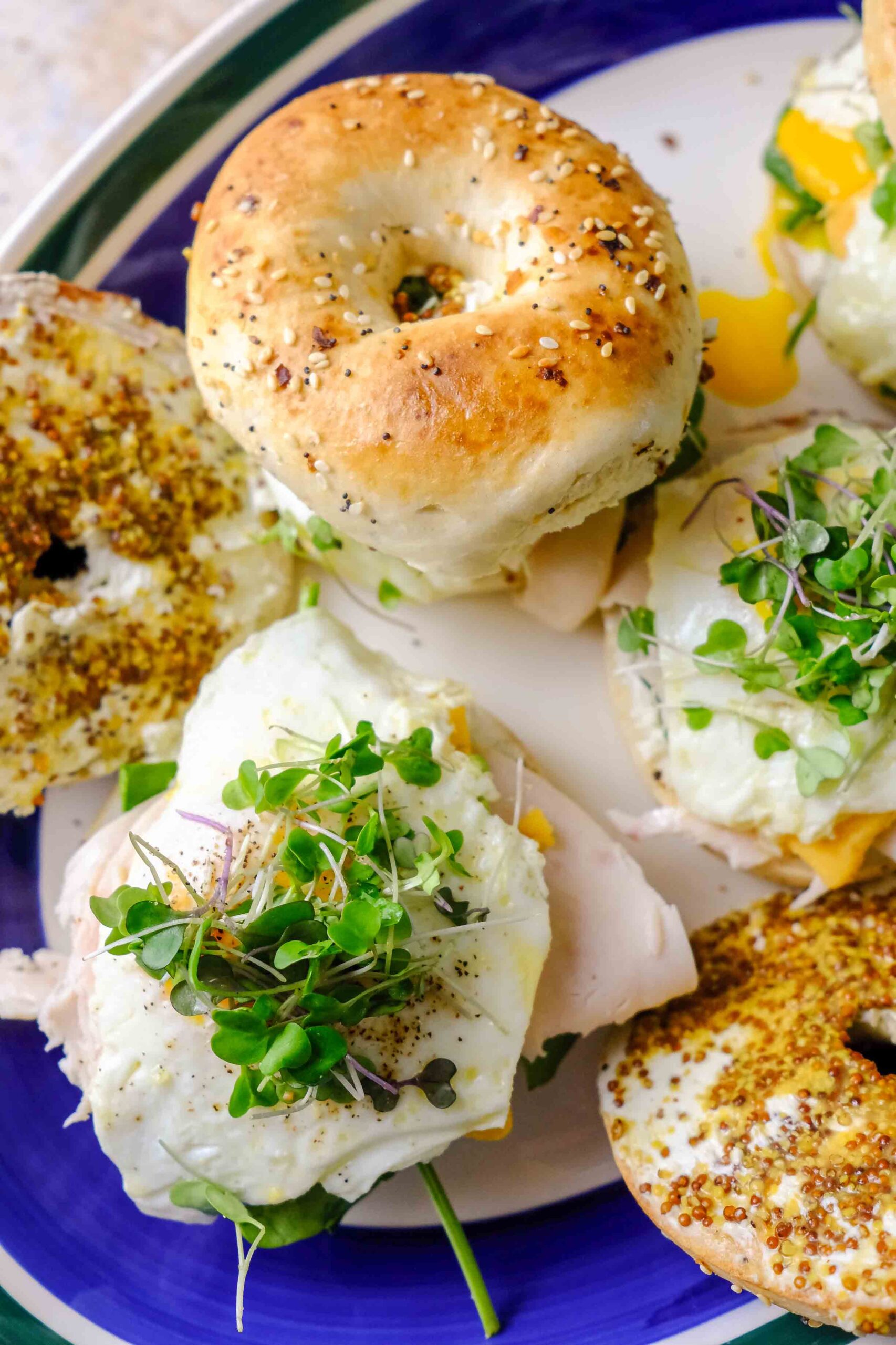 bagel sandwich recipe​ with microgreens and chicken