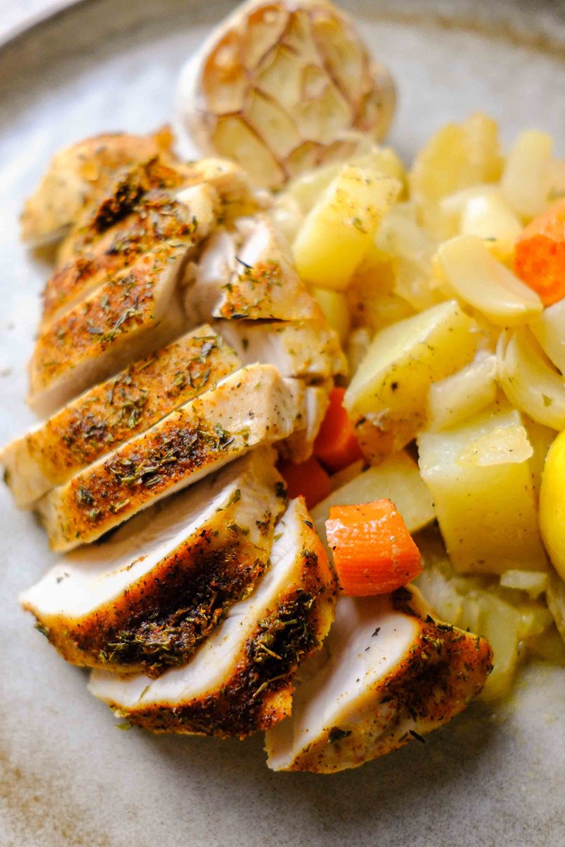 chicken breasts in dutch oven​ with vegetables