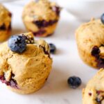 blueberry cottage cheese muffins on a table
