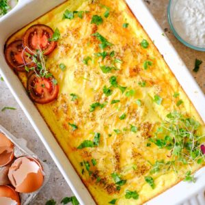 cottage cheese egg bake that is delicious, high protein, and great for breakfast meal prep