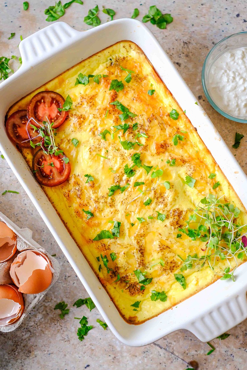 cottage cheese egg bake that is delicious, high protein, and great for breakfast meal prep