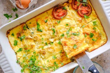 cottage cheese egg bake​ in a pan