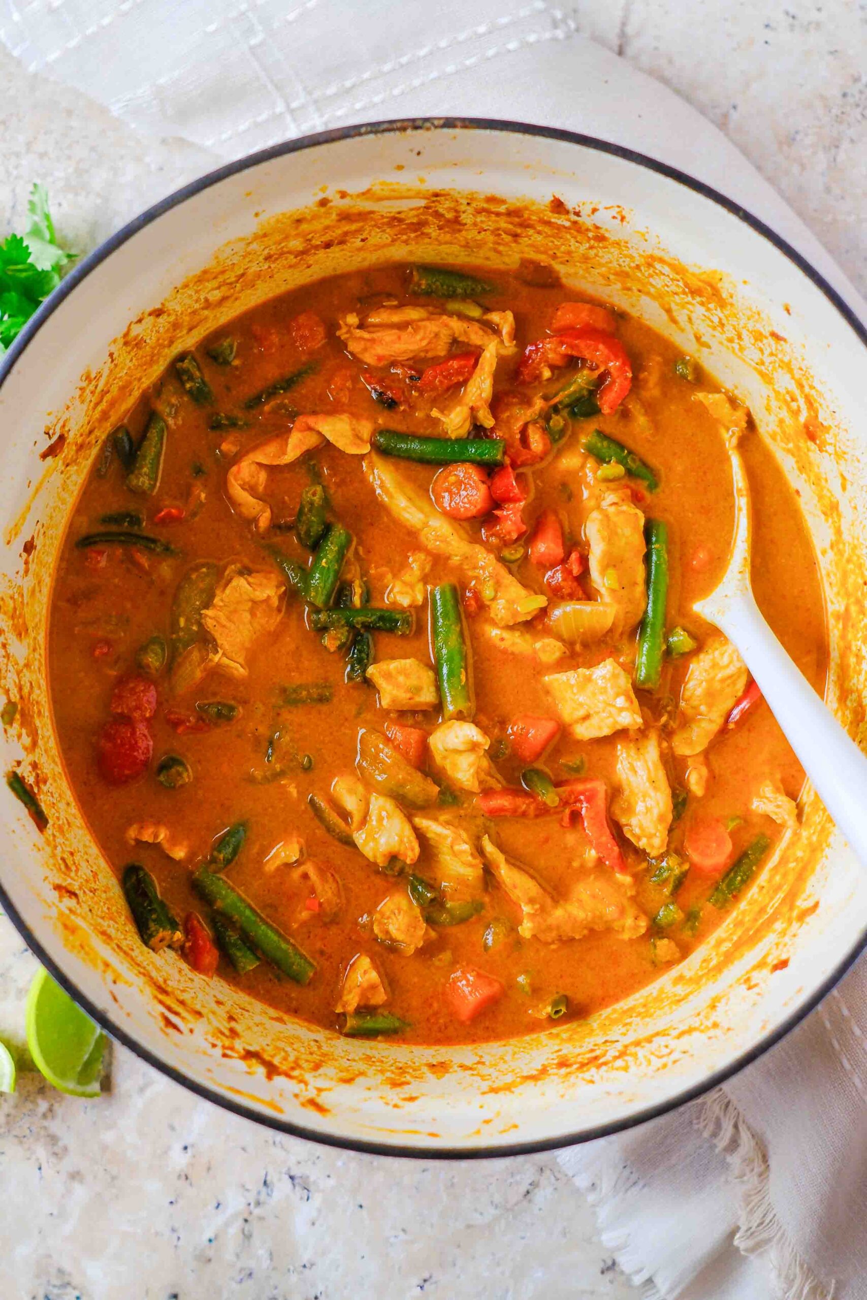 chicken thai red curry​ in a dutch oven