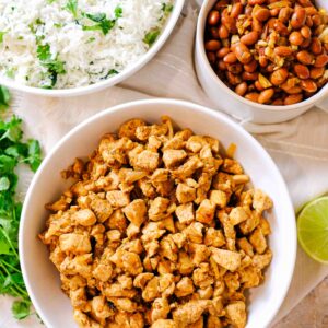 cooked copycat chipotle chicken recipe in a bowl