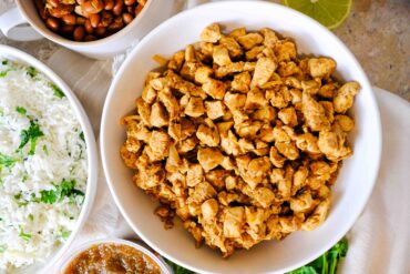 cooked copycat chipotle chicken recipe in a bowl