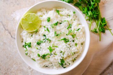 chipotle lime and cilantro rice recipe​ in a bowl