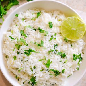 chipotle cilantro lime rice copycat recipe in a bowl
