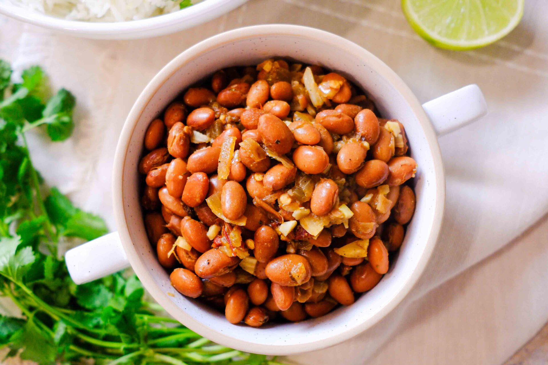 chipotle pinto beans recipe​ in a bowl