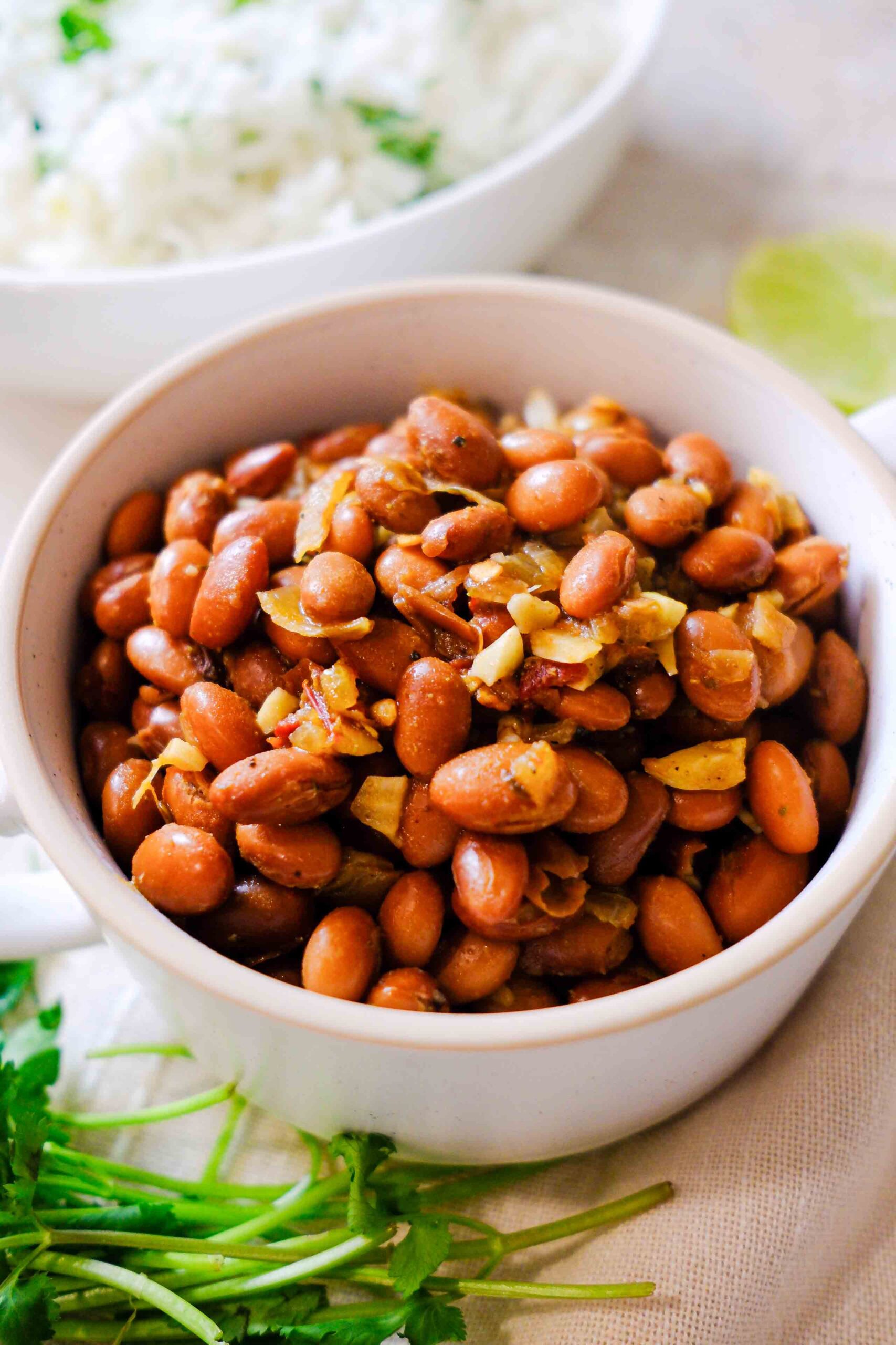 chipotle pinto beans recipe​ in a bowl